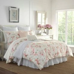 Best reviews of 🎁 Flash Sale 🧨 Wisteria 3-Piece Pink Floral Plush Microfiber Full/Queen Comforter Set by Laura Ashley 💯 🤩