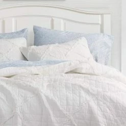 Hot Sale 😀 Cheapest 😉 Maisy 3-Piece White Solid Cotton Full/Queen Quilt Set by Laura Ashley 😍 🔥 -Becky Cameron Shop laura ashley bedding sets ushsa91043935 4f 1000