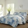 Deals ✔️ Budget 🤩 Paisley Patchwork 3-Piece Blue Floral Cotton King Quilt Set by Laura Ashley 🔔 🎉