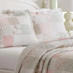 Outlet 🥰 Deals 😀 Celina Patchwork 3-Piece Pink Floral Cotton King Quilt Set by Laura Ashley ✨ 🎁 -Becky Cameron Shop laura ashley bedding sets ushsa91151359 4f 1000