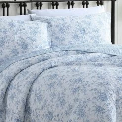Cheapest 👏 Best Sale 💯 Walled Garden 3-Piece Blue Floral Cotton Full/Queen Quilt Set by Laura Ashley 💯 🥰 -Becky Cameron Shop laura ashley bedding sets ushsa91169167 1f 1000