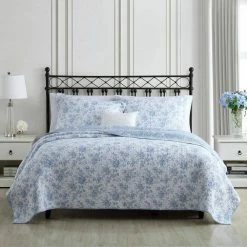 Cheapest 👏 Best Sale 💯 Walled Garden 3-Piece Blue Floral Cotton Full/Queen Quilt Set by Laura Ashley 💯 🥰 -Becky Cameron Shop laura ashley bedding sets ushsa91169167 31 1000