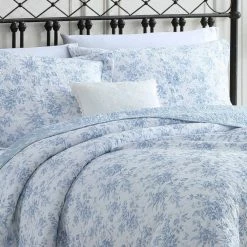 Cheapest 👏 Best Sale 💯 Walled Garden 3-Piece Blue Floral Cotton Full/Queen Quilt Set by Laura Ashley 💯 🥰 -Becky Cameron Shop laura ashley bedding sets ushsa91169167 4f 1000