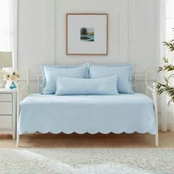 Promo ✨ Best deal 🔔 Solid Trellis Stitch 4-Piece Blue Cotton Daybed Bonus Set by Laura Ashley 😉 ❤️ -Becky Cameron Shop laura ashley bedding sets ushsfk1224705 31 1000