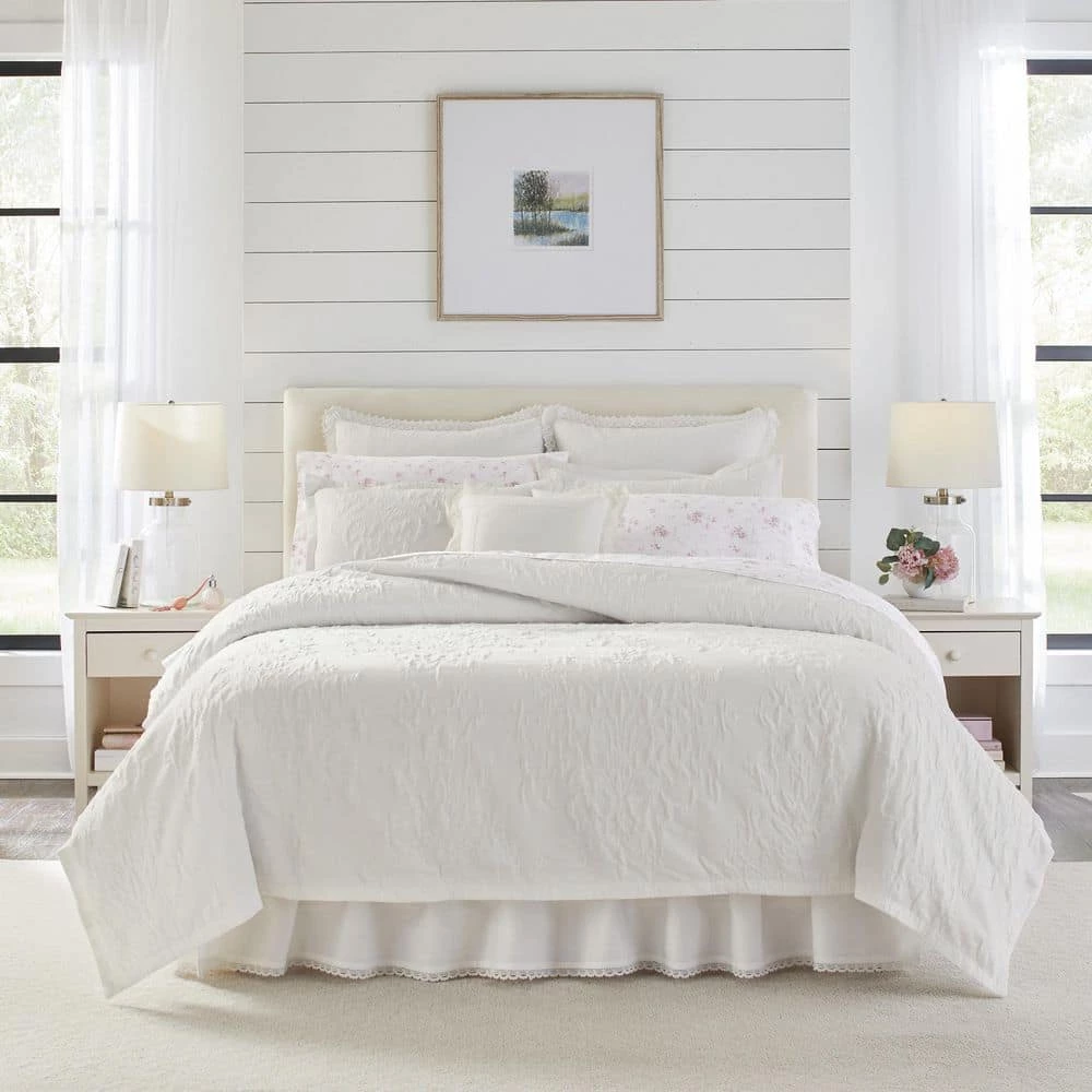 Budget ๐ Promo ๐งจ Rowland 3-Piece White Cotton Blend King Duvet Cover Set by Laura Ashley ๐ โ 8 Budget ๐ Promo ๐งจ Rowland 3-Piece White Cotton Blend King Duvet Cover Set by Laura Ashley ๐ โ - Image 8