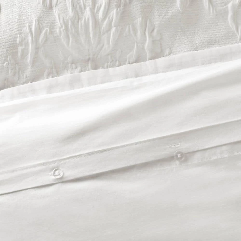 Budget ๐ Promo ๐งจ Rowland 3-Piece White Cotton Blend King Duvet Cover Set by Laura Ashley ๐ โ 3 Budget ๐ Promo ๐งจ Rowland 3-Piece White Cotton Blend King Duvet Cover Set by Laura Ashley ๐ โ - Image 3