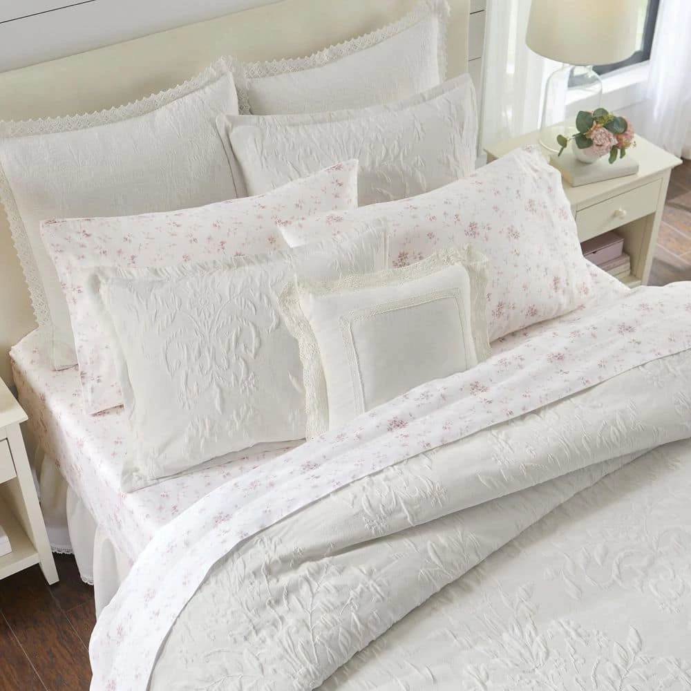 Budget ๐ Promo ๐งจ Rowland 3-Piece White Cotton Blend King Duvet Cover Set by Laura Ashley ๐ โ 2 Budget ๐ Promo ๐งจ Rowland 3-Piece White Cotton Blend King Duvet Cover Set by Laura Ashley ๐ โ - Image 2