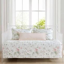 New 👍 Budget ⭐ Breezy Floral 4-Piece Pink Cotton Bonus Daybed Set by Laura Ashley 🔔 ✔️ -Becky Cameron Shop laura ashley bedding sets ushsgj1192520 31 1000