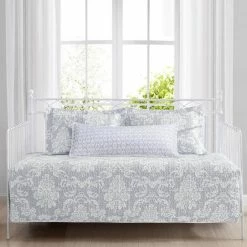 Top 10 😀 Outlet ✔️ Venetia 4-Piece Light Gray Cotton Bonus Daybed Set by Laura Ashley 🥰 🥰 -Becky Cameron Shop laura ashley bedding sets ushsgj1192521 31 1000
