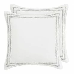 Best Sale 💯 Top 10 🔔 Stitched Vine Leaf 2-Piece Gray Solid Cotton European Shams by Laura Ashley 😉 🎉