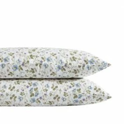 Promo 😉 Top 10 ⌛ Spring Bloom 2-Piece Blue T300 Cotton Standard Pillowcase Pair by Laura Ashley 🎁 👍