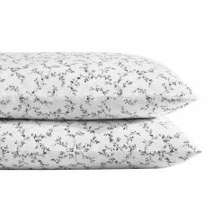 Best Sale 🎉 Coupon 👍 Saras Sprig 2-Piece Black Cotton Standard Pillowcase Pair by Laura Ashley 👍 ⌛