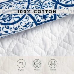 Hot Sale 🛒 Flash Sale ❤️ Vivian 1-Piece Blue Cotton Twin Quilt by Laura Ashley ⌛ ✔️ -Becky Cameron Shop laura ashley quilts ushsgr1223779 4f 1000