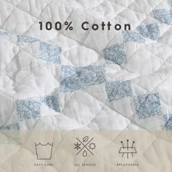 Best Sale 😍 Deals 🎁 Melody Patchwork 1-Piece Blue Cotton King Quilt by Laura Ashley 🧨 ✔️ -Becky Cameron Shop laura ashley quilts ushsgr1232630 1f 1000