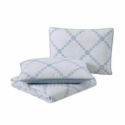 Best Sale 😍 Deals 🎁 Melody Patchwork 1-Piece Blue Cotton King Quilt by Laura Ashley 🧨 ✔️ -Becky Cameron Shop laura ashley quilts ushsgr1232630 44 1000