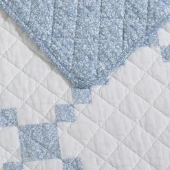 Best Sale 😍 Deals 🎁 Melody Patchwork 1-Piece Blue Cotton King Quilt by Laura Ashley 🧨 ✔️ -Becky Cameron Shop laura ashley quilts ushsgr1232630 4f 1000