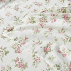 Promo 🧨 Best Sale ❤️ Audrey 4-Piece Pink Floral Flannel King Sheet Set by Laura Ashley 🎁 😀 -Becky Cameron Shop laura ashley sheet sets 201593 c3 1000