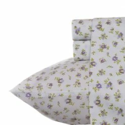 Top 10 ❤️ Cheap ⌛ Petite Fleur 4-Piece Purple Cotton Queen Sheet Set by Laura Ashley ⭐ ⭐