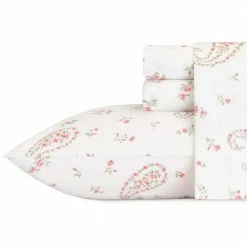 Best Pirce ❤️ Promo ⌛ Bristol Paisley 4-Piece Pink Floral Cotton King Sheet Set by Laura Ashley 🌟 ⭐