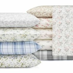 Coupon 👏 Top 10 🎉 Rosalie 4-Piece Light Pastel Gray Floral Flannel Queen Sheet Set by Laura Ashley 🎁 ✨ -Becky Cameron Shop laura ashley sheet sets 223724 40 1000