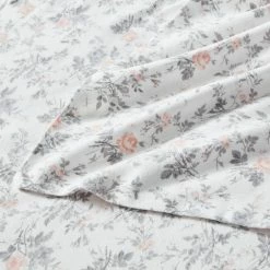 Coupon 👏 Top 10 🎉 Rosalie 4-Piece Light Pastel Gray Floral Flannel Queen Sheet Set by Laura Ashley 🎁 ✨ -Becky Cameron Shop laura ashley sheet sets 223724 4f 1000