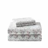Coupon 👏 Top 10 🎉 Rosalie 4-Piece Light Pastel Gray Floral Flannel Queen Sheet Set by Laura Ashley 🎁 ✨