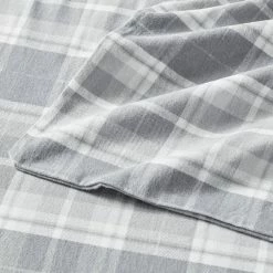 Coupon 😍 Hot Sale 😀 Mulholland 4-Piece Medium Gray Plaid Flannel Queen Sheet Set by Laura Ashley 🤩 🌟 -Becky Cameron Shop laura ashley sheet sets 223739 4f 1000