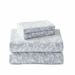 Deals ๐งจ Deals ๐คฉ Crestwood 4-Piece Pastel Gray Floral Flannel King Sheet Set by Laura Ashley ๐ฏ ๐