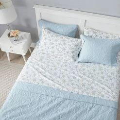 Brand new 😀 Coupon 🥰 Le Fleur 4-Piece Light Pastel Blue Floral Flannel Queen Sheet Set by Laura Ashley 😍 ✨ -Becky Cameron Shop laura ashley sheet sets ushsa01065723 31 1000