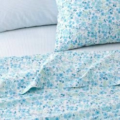 Budget 😉 Best Sale 🎁 Jaynie 6-Piece Blue Floral and Striped Cotton Queen Sheet Set Bonus by Laura Ashley 🤩 🔔 -Becky Cameron Shop laura ashley sheet sets ushsa01100124 1f 1000