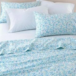 Budget 😉 Best Sale 🎁 Jaynie 6-Piece Blue Floral and Striped Cotton Queen Sheet Set Bonus by Laura Ashley 🤩 🔔 -Becky Cameron Shop laura ashley sheet sets ushsa01100124 4f 1000