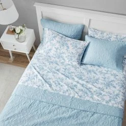 Deals 🧨 Brand new 🎁 Vanessa Flannel 4-Piece Blue Floral Cotton King Sheet Set by Laura Ashley 👏 😉 -Becky Cameron Shop laura ashley sheet sets ushsa01164675 31 1000