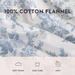 Deals 🧨 Brand new 🎁 Vanessa Flannel 4-Piece Blue Floral Cotton King Sheet Set by Laura Ashley 👏 😉 -Becky Cameron Shop laura ashley sheet sets ushsa01164675 44 1000