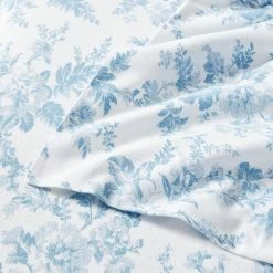 Deals 🧨 Brand new 🎁 Vanessa Flannel 4-Piece Blue Floral Cotton King Sheet Set by Laura Ashley 👏 😉 -Becky Cameron Shop laura ashley sheet sets ushsa01164675 4f 1000