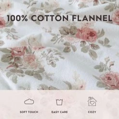 Discount 🤩 New 💯 Lisalee 4-Piece Pink Floral Brushed Cotton Flannel King Sheet Set by Laura Ashley ❤️ 🔥 -Becky Cameron Shop laura ashley sheet sets ushsa01164679 1f 1000
