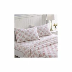 Discount 🤩 New 💯 Lisalee 4-Piece Pink Floral Brushed Cotton Flannel King Sheet Set by Laura Ashley ❤️ 🔥 -Becky Cameron Shop laura ashley sheet sets ushsa01164679 fa 1000