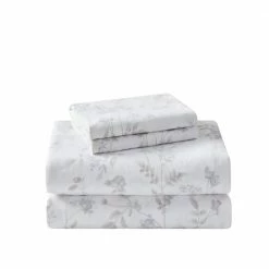 Best deal 🤩 Best deal ✔️ Fawna Flannel 4-Piece Gray Floral Cotton Queen Sheet Set by Laura Ashley ✨ 🧨