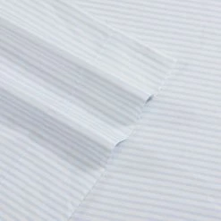 Promo 😉 Best Sale 💯 Ramona 4-Piece Blue Striped T300 Cotton Queen Sheet Set by Laura Ashley 🎁 😍 -Becky Cameron Shop laura ashley sheet sets ushsa01176050 4f 1000