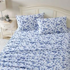 Best reviews of 😍 Budget 🧨 Emelisa Flannel 4-Piece Blue Floral Cotton Queen Sheet Set by Laura Ashley 🧨 👍 -Becky Cameron Shop laura ashley sheet sets ushsa01176159 31 1000