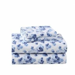 Best reviews of 😍 Budget 🧨 Emelisa Flannel 4-Piece Blue Floral Cotton Queen Sheet Set by Laura Ashley 🧨 👍