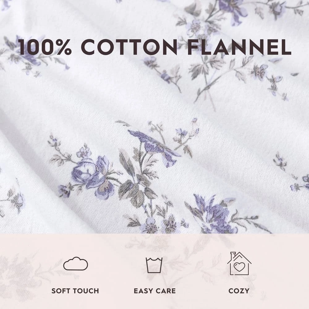 Top 10 ๐ Promo ๐ Jessika Flannel 4-Piece Purple Floral Cotton Queen Sheet Set by Laura Ashley ๐ ๐ฅฐ 5 Top 10 ๐ Promo ๐ Jessika Flannel 4-Piece Purple Floral Cotton Queen Sheet Set by Laura Ashley ๐ ๐ฅฐ - Image 5