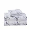 Top 10 😍 Promo 😉 Jessika Flannel 4-Piece Purple Floral Cotton Queen Sheet Set by Laura Ashley 👍 🥰