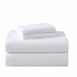 Best reviews of 🤩 New 😀 LA Solid 4-Piece White Cotton Queen Sheet Set by Laura Ashley ⭐ 🥰