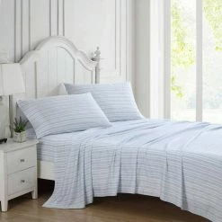 Flash Sale 😀 Brand new ✨ Fern 4-Piece Blue Cotton Queen Sheet Set by Laura Ashley 🎁 👍 -Becky Cameron Shop laura ashley sheet sets ushsa01190471 31 1000