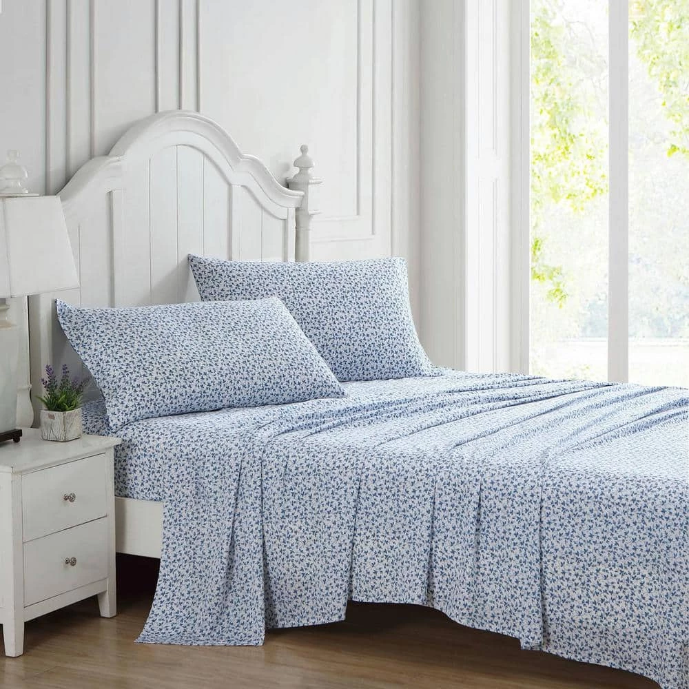 Wholesale ๐งจ Promo ๐ Lavange Vine 4-Piece Blue Cotton Queen Sheet Set by Laura Ashley ๐ฏ ๐ฏ 6 Wholesale ๐งจ Promo ๐ Lavange Vine 4-Piece Blue Cotton Queen Sheet Set by Laura Ashley ๐ฏ ๐ฏ - Image 6