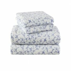 Best reviews of ✔️ Best Pirce ❤️ Annas Scroll 4-Piece Blue Plush Fleece Microfiber Queen Sheet Set by Laura Ashley 😍 👍