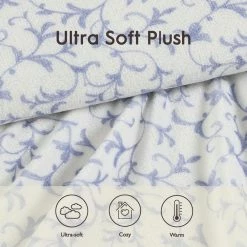 Budget 🔥 Best Sale 🥰 Annas Scroll 4-Piece Blue Plush Fleece Microfiber King Sheet Set by Laura Ashley 🌟 🥰 -Becky Cameron Shop laura ashley sheet sets ushsa01196137 1f 1000