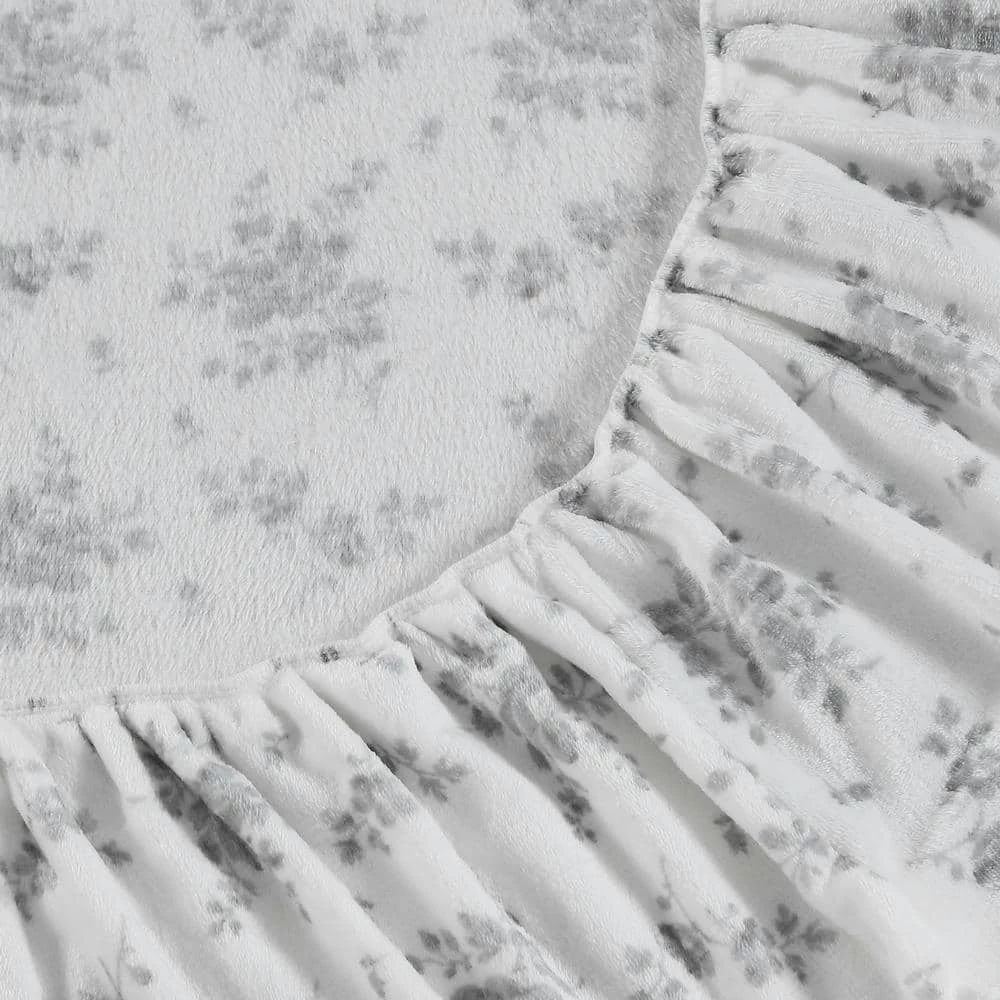 Best Pirce ๐งจ Flash Sale ๐ Rachel 4-Piece Gray Plush Fleece Microfiber Queen Sheet Set by Laura Ashley ๐ ๐ 4 Best Pirce ๐งจ Flash Sale ๐ Rachel 4-Piece Gray Plush Fleece Microfiber Queen Sheet Set by Laura Ashley ๐ ๐ - Image 4