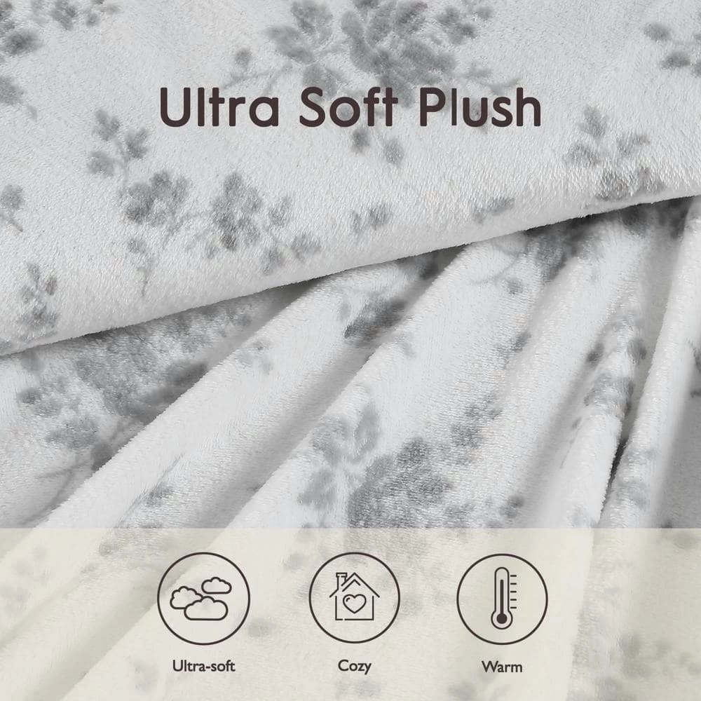 Best Pirce ๐งจ Flash Sale ๐ Rachel 4-Piece Gray Plush Fleece Microfiber Queen Sheet Set by Laura Ashley ๐ ๐ 5 Best Pirce ๐งจ Flash Sale ๐ Rachel 4-Piece Gray Plush Fleece Microfiber Queen Sheet Set by Laura Ashley ๐ ๐ - Image 5