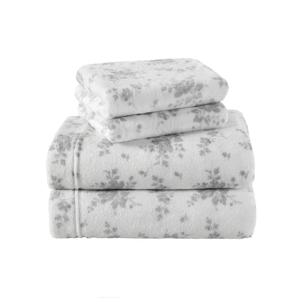 Best Pirce ๐งจ Flash Sale ๐ Rachel 4-Piece Gray Plush Fleece Microfiber Queen Sheet Set by Laura Ashley ๐ ๐ 1 Best Pirce ๐งจ Flash Sale ๐ Rachel 4-Piece Gray Plush Fleece Microfiber Queen Sheet Set by Laura Ashley ๐ ๐